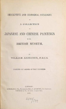 Descriptive and historical catalogue of a collection of japanese and chinese paintings in the British Museum