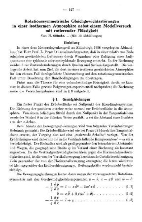 Rotationssymmetrische Gleichgewichtsstörungen in einer isothermen Atmosphäre nebst einem Modellversuch mit rotierender Flüssigkeit
