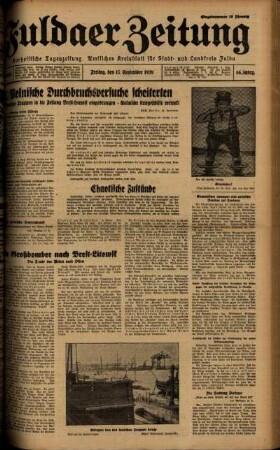 Ausgabe vom Freitag, den 15. September 1939.