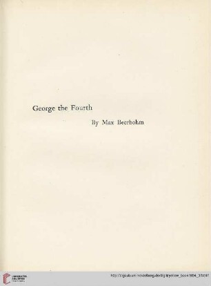 Plate: George the Fourth by Max Beerbohm