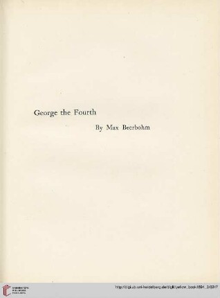 Plate: George the Fourth by Max Beerbohm