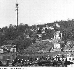 Blick von der Personenfähre Laubegast über die Elbe nach Wachwitz