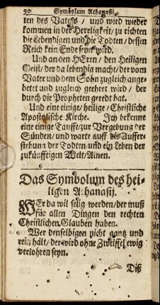 Das Symbolum des heiligen Athanasij.