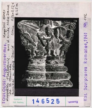 Toulouse: Augustinermuseum, Kapitelle aus der Daurade, Musiker und König David