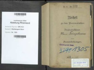 Trümpelmann; Werner, Bergassessor; Prüfungs- u. Personalakten Band 1 (Ausarbeitungen)