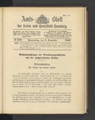 No. 290, 5. Dezember 1918