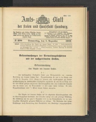 No. 290, 5. Dezember 1918
