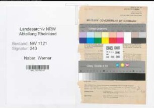Entnazifizierung Werner Naber , geb. 29.11.1910 (Eisenbahnassistent)