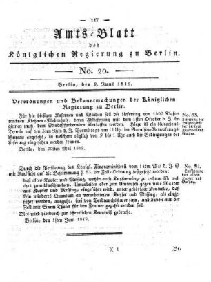 No. 20, 9. Juni 1819