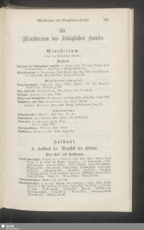 III. Ministerium des Königlichen Hauses