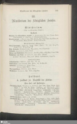 III. Ministerium des Königlichen Hauses
