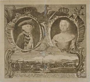 Potsdam vom Brauhausberg mit den Porträts von Friedrich II. und Elisabeth Christine