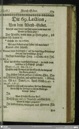 Die 69. Lection, Von dem Abend-Gebet