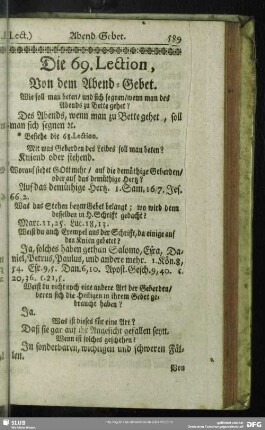 Die 69. Lection, Von dem Abend-Gebet