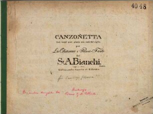 Canzonetta : Deh tergi quel pianto mia carà del ciglio ; per la chitarra ô piano-forte