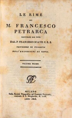 Le rime di Francesco Petrarca. Vol. 1