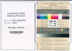 Entnazifizierung Wilhelm Reintges , geb. 12.03.1904 (Maurer)