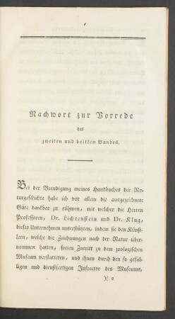 Nachwort zur Vorrede des zweiten und dritten Bandes.