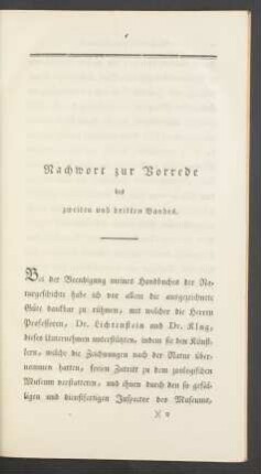 Nachwort zur Vorrede des zweiten und dritten Bandes.