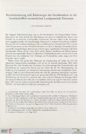 Revolutionierung und Änderung der Sozialstruktur in der fürstbischöflich-wormsischen Landgemeinde Dirmstein