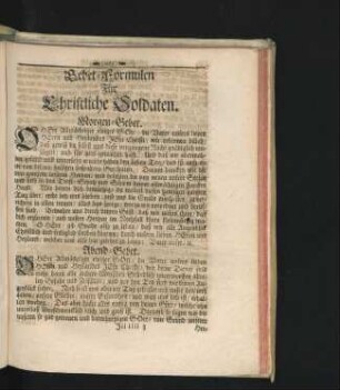 Gebet-Formulen für Christliche Soldaten.