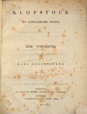 Klopstock als vaterländischer Dichter