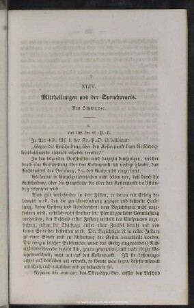 XLIV. Mittheilungen aus der Spruchpraxis