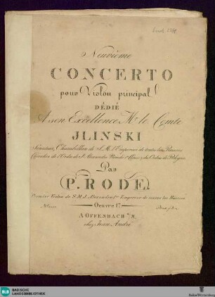 Neuvième Concerto pour violon principal : Oeuvre 17