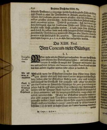 Der XXIII. Titul. Vom Concurs vieler Gläubiger.