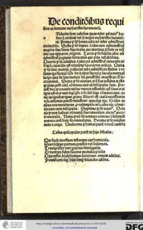 De sonditionibus requisitis in sumente eucharistie sacramentum.
