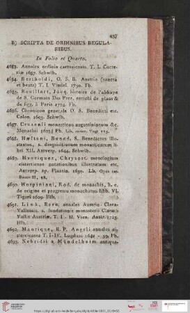 B) Scriptica de Ordinibus Regula Ribus (Nr. 4683 - 4720)