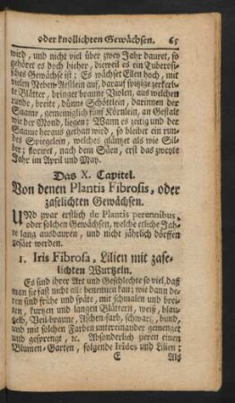Das X. Capitel. Von denen Plantis Fibrosis, oder zaselichten Gewächsen.