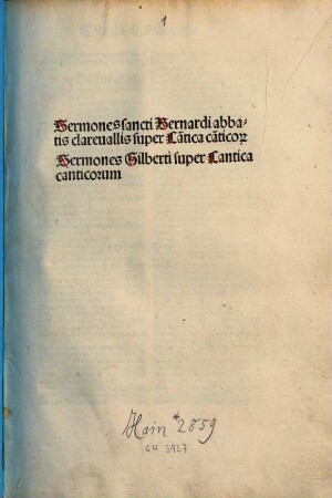 Sermones super Cantica canticorum : mit Register