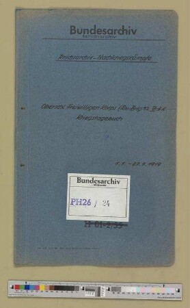 Oberschlesisches Freiwilligen-Korps.- Kriegstagebuch
