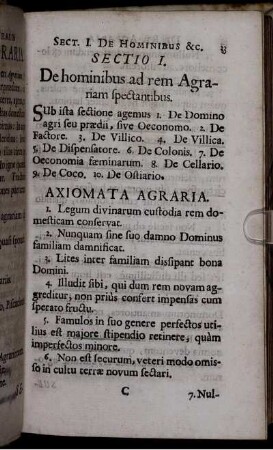 Sectio I. De hominibus ad rem Agrariam spectantibus