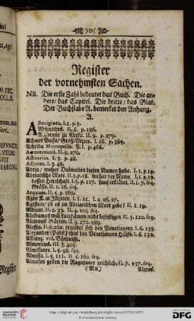 Register der vornehmsten Sachen