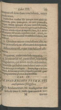 Cap. IV. De Fundamento Formae, Vel consequentiae syllogisticae.