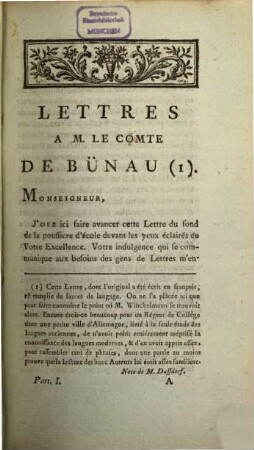 Lettres familières de M. Winckelmann. 1. (1781). - XXXIV, 292 S. : 1 Portr.