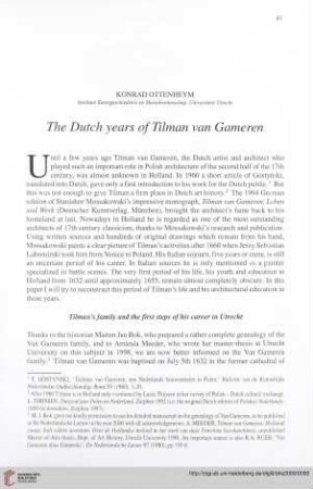 The Dutch years of Tilman van Gameren