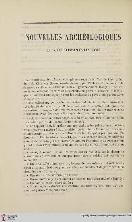Nouvelles archéologiques et correspondance