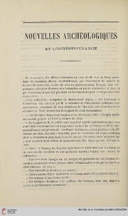 Nouvelles archéologiques et correspondance