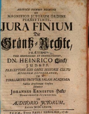 Iura finium, die Gräntz-Rechte
