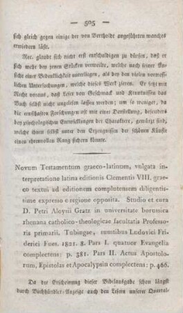 505-515 [Rezension] Novum testamentum Graeco-Latinum
