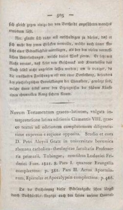 505-515 [Rezension] Novum testamentum Graeco-Latinum