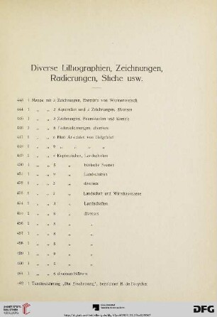 Diverse Lithograpien, Zeichnungen, Radierungen, Stiche usw. (Nr. 443-492)