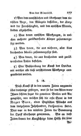 § 18. Kurze Geschichte der Kunst der Dioptrik