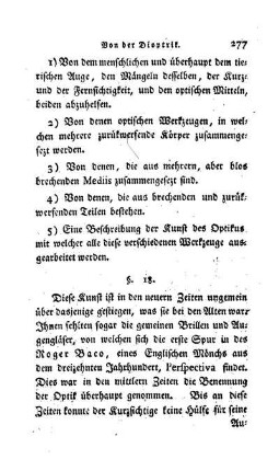 § 18. Kurze Geschichte der Kunst der Dioptrik