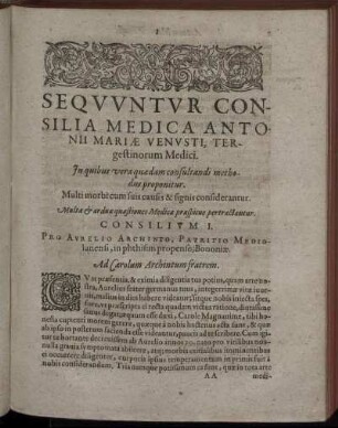 Consilium I. - Consilium VII.