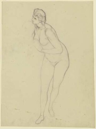Stehende Frau als Aktfigur, aus "Ritter Hartmut von Kronberg bei dem Reformator Oecolampadius in Basel"