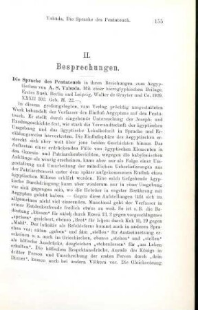 155-157 [Rezension] Yahuda, Abraham Schalom, Die Sprache des Pentateuch in ihren Beziehungen zum Ägyptischen